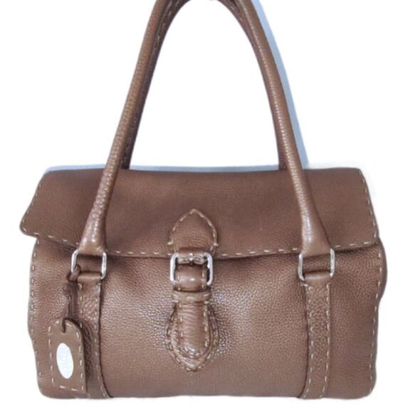 Fendi Selleria Linda bronze leather satchel EUC - Picture 2 of 14